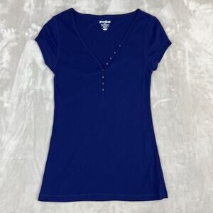 Y2K Old Navy Top Womens Medium‎ Blue/Purple Henley Bella Swan Preppy Dainty